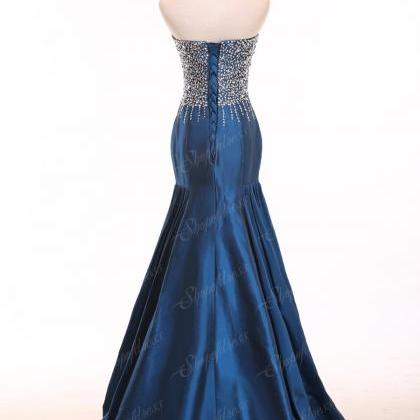 Royal Blue Mermaid Prom Dress, Bead..