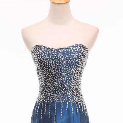 Royal Blue Mermaid Prom Dress, Bead..