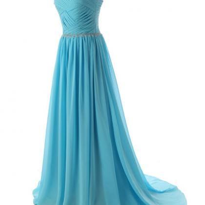 2015 Summer Style Ruched Chiffon Prom Dresses Long Beaded Party&special ...