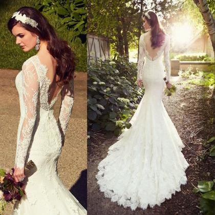 White/ivory Lace Wedding Dresses, Mermaid Wedding..
