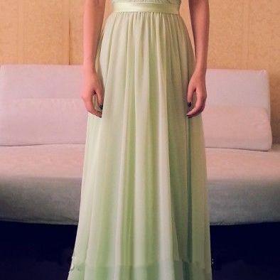 Custom-made Sage Sweetheart Chiffon Prom Dresses..