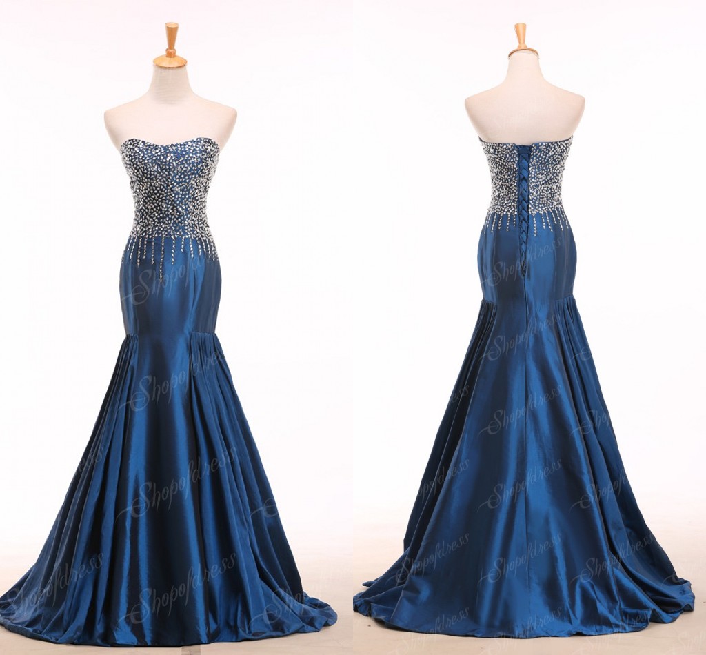 Royal Blue Mermaid Prom Dress, Beaded Sequins Prom Dress, Long Evening Dress Party Dress Prom Dress
