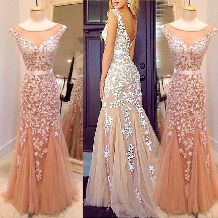 Elegant Long Appliqued Prom Dresses Formal Dresses Mermaid Backless Evening Dress Party Dress Prom Gowns